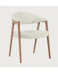 Uniqka Chaises^Soria - Chaise salle à manger en tissu beige piétement finition bois blanchi
