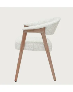 Uniqka Chaises^Soria - Chaise salle à manger en tissu beige piétement finition bois blanchi