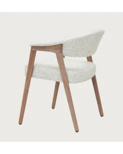 Uniqka Chaises^Soria - Chaise salle à manger en tissu beige piétement finition bois blanchi