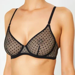 Soutien-gorge avec armatures en Soie mélangée Rendez-vous noir-Huit Hot