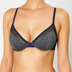 Soutien-gorge avec armatures Sporty gris/bleu marine-Huit Clearance