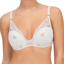Soutien-gorge Coque Plongeant Fleurs ivoire/doré-Chantelle Sale
