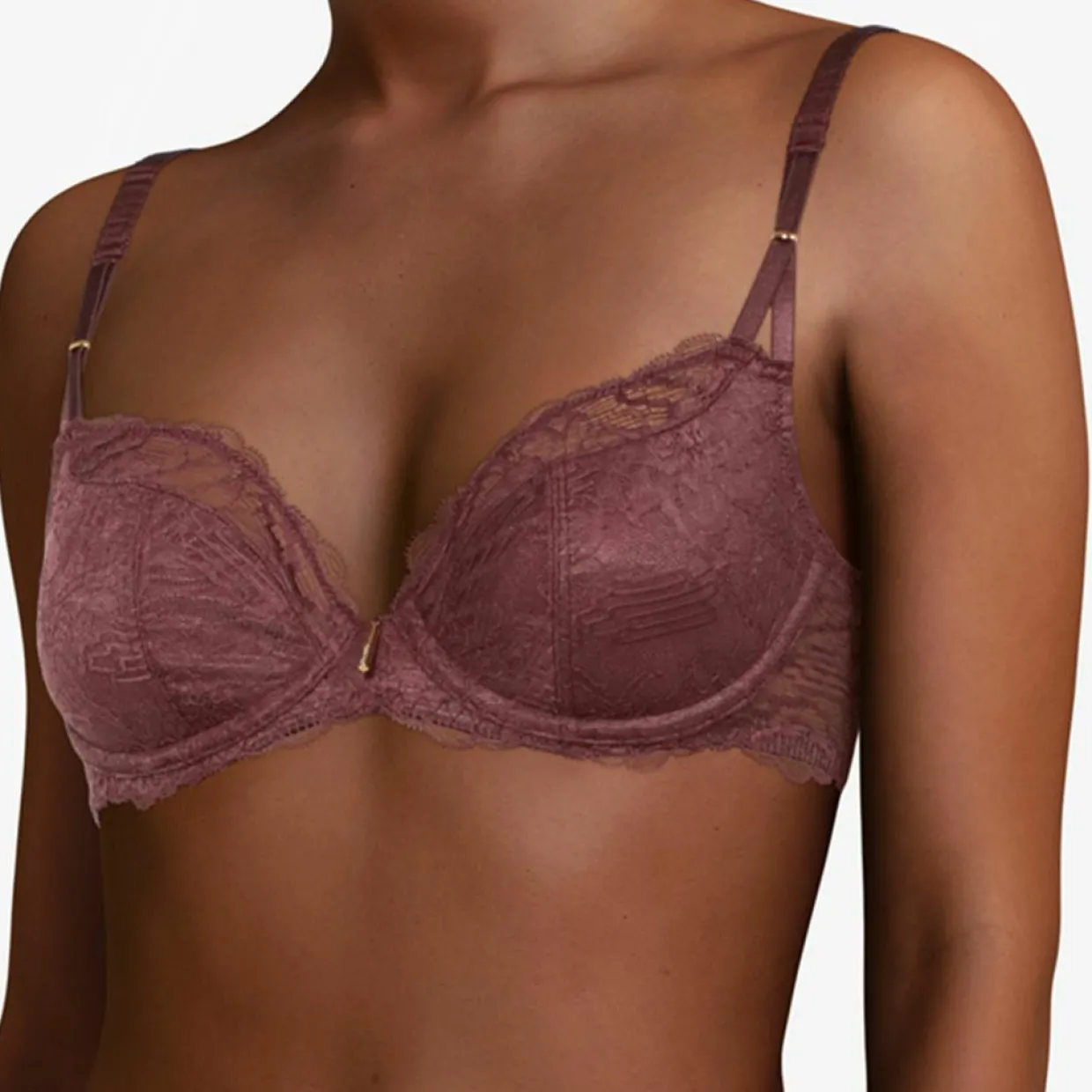 Femme Chantelle Lingerie, Nuit^Soutien-gorge enveloppant Waltz marron cardinal