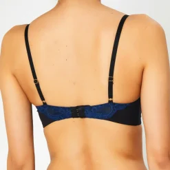 Soutien-gorge Push-Up en Soie mélangée Fleur de Nuit bleu marine/noir-Huit