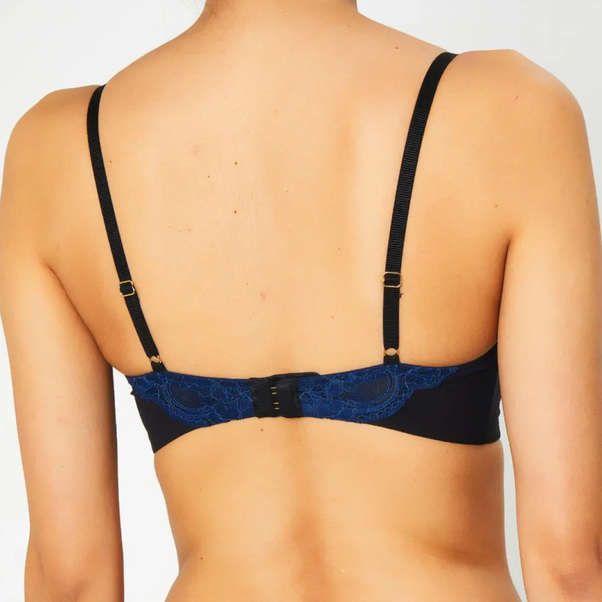 Soutien-gorge Push-Up en Soie mélangée Fleur de Nuit bleu marine/noir-Huit