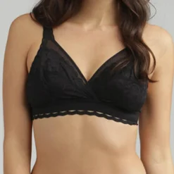 Femme Playtex Lingerie, Nuit^Soutien-gorge sans armatures Coeur Croisé Féminin noir