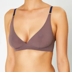 Femme Huit Lingerie, Nuit^Soutien-gorge sans armatures en Soie mélangée Skin 02 violet