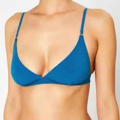 Soutien-gorge sans armatures en Soie mélangée Skin 01 teal-Huit Clearance