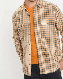 Surchemise 100% Coton Bio Relaxed Fit à carreaux vert/orange-Marc O'Polo Clearance