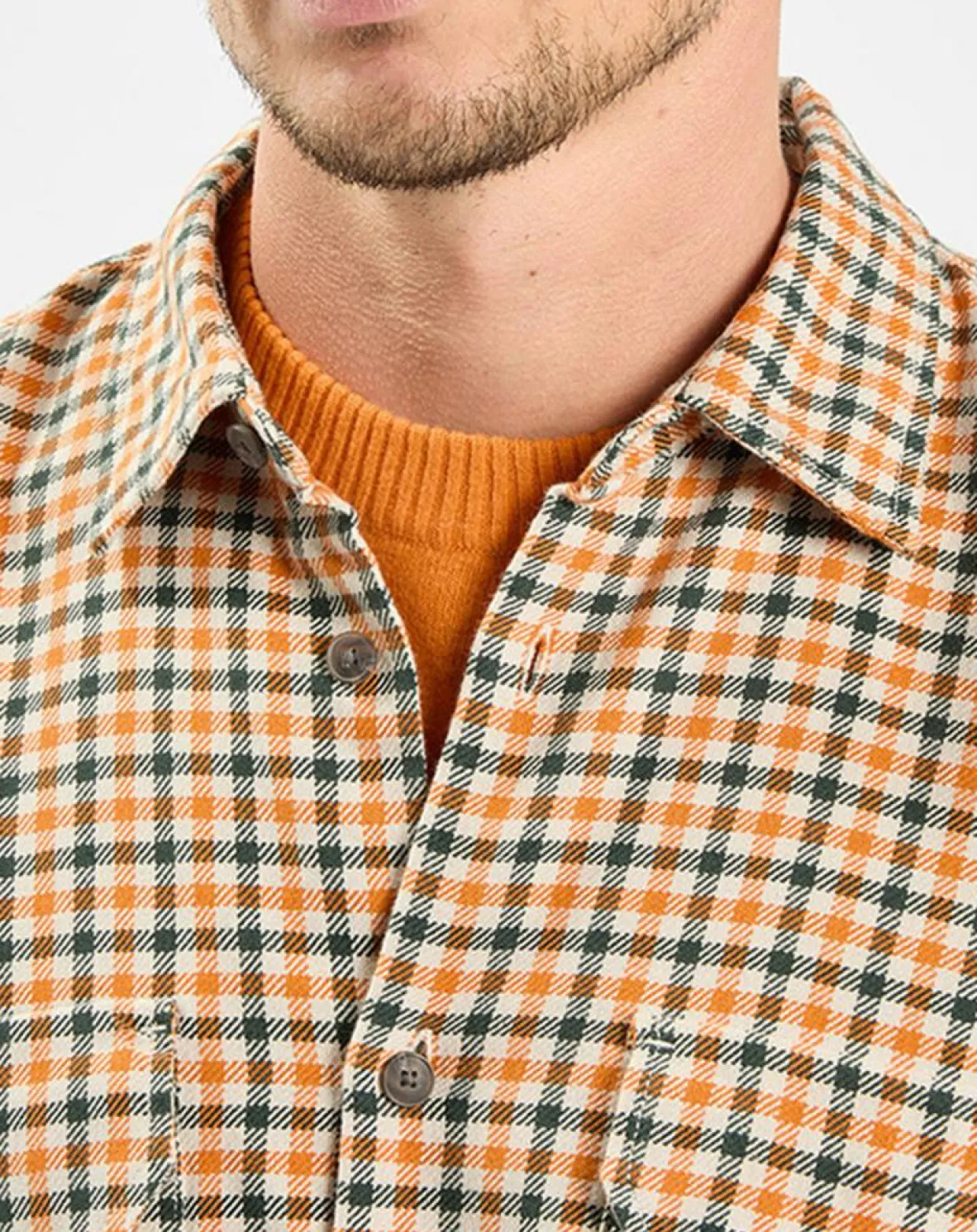 Surchemise 100% Coton Bio Relaxed Fit à carreaux vert/orange-Marc O'Polo Clearance