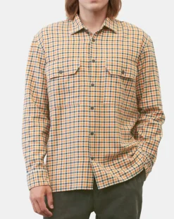 Surchemise 100% Coton Bio Relaxed Fit à carreaux vert/orange-Marc O'Polo Clearance