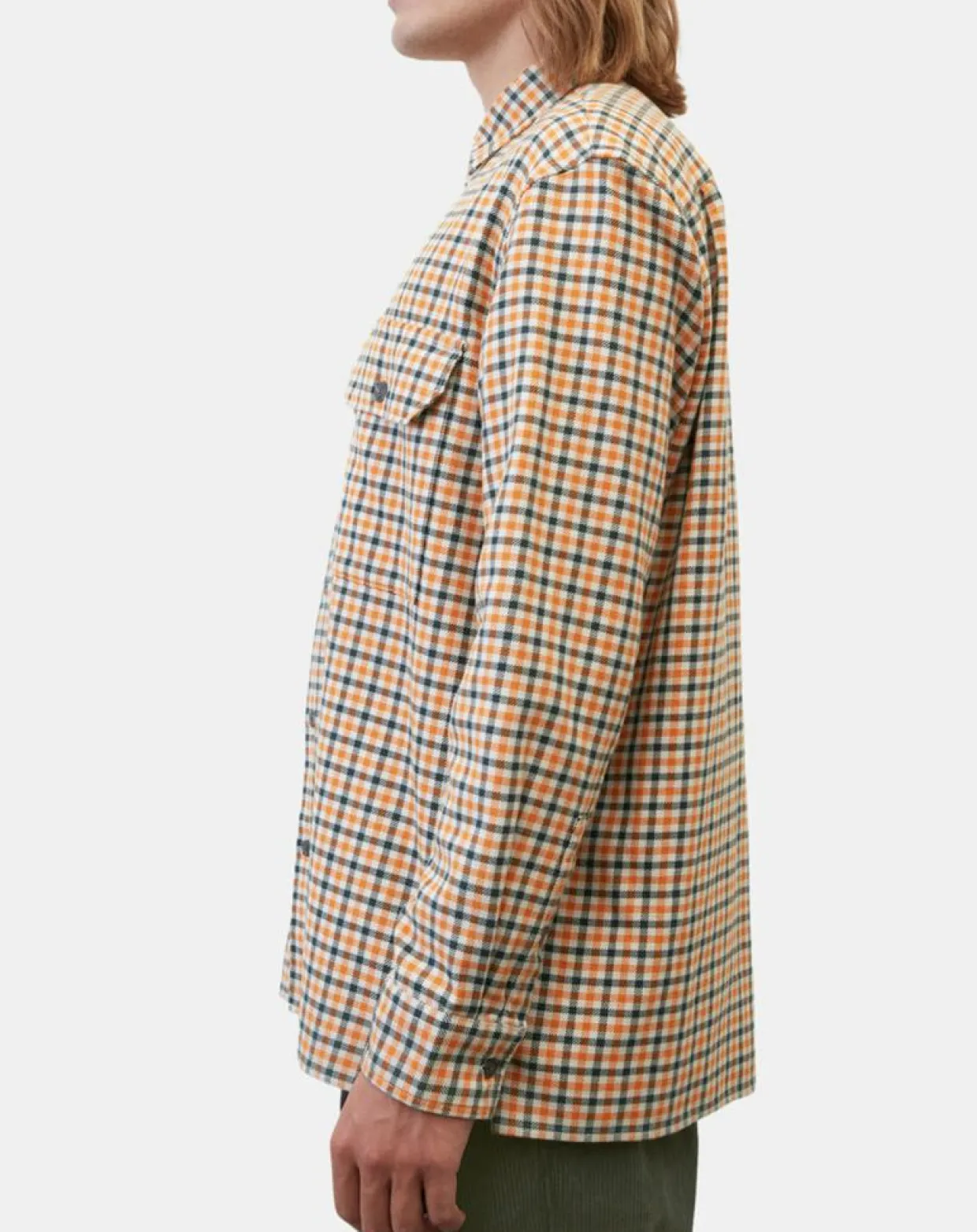 Surchemise 100% Coton Bio Relaxed Fit à carreaux vert/orange-Marc O'Polo Clearance