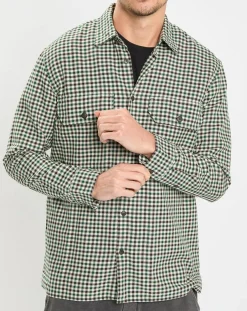 Homme Marc O'Polo Chemises^Surchemise 100% Coton Bio Relaxed Fit à carreaux vert/marron