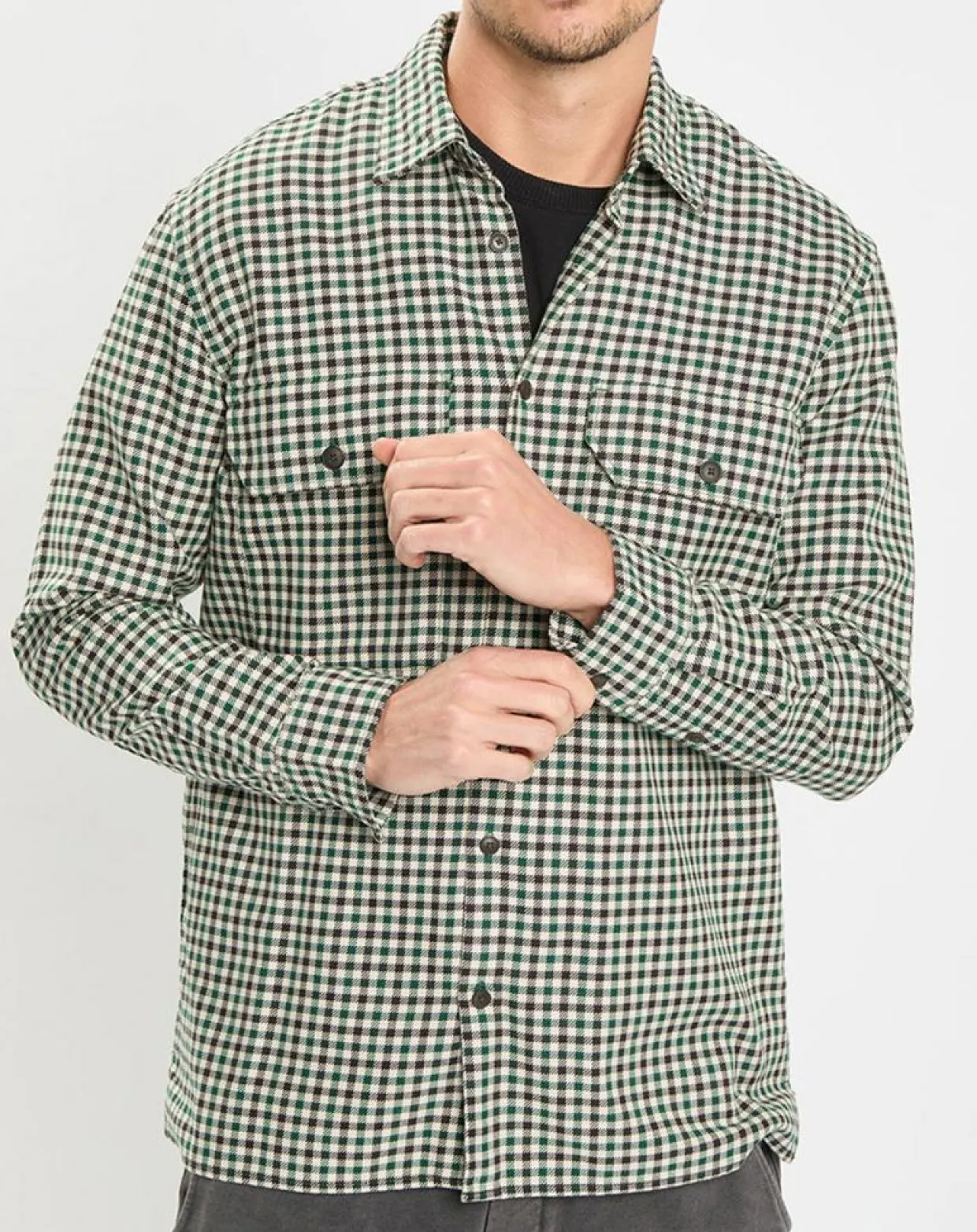 Homme Marc O'Polo Chemises^Surchemise 100% Coton Bio Relaxed Fit à carreaux vert/marron