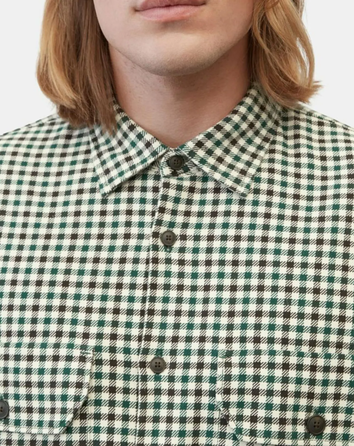 Homme Marc O'Polo Chemises^Surchemise 100% Coton Bio Relaxed Fit à carreaux vert/marron