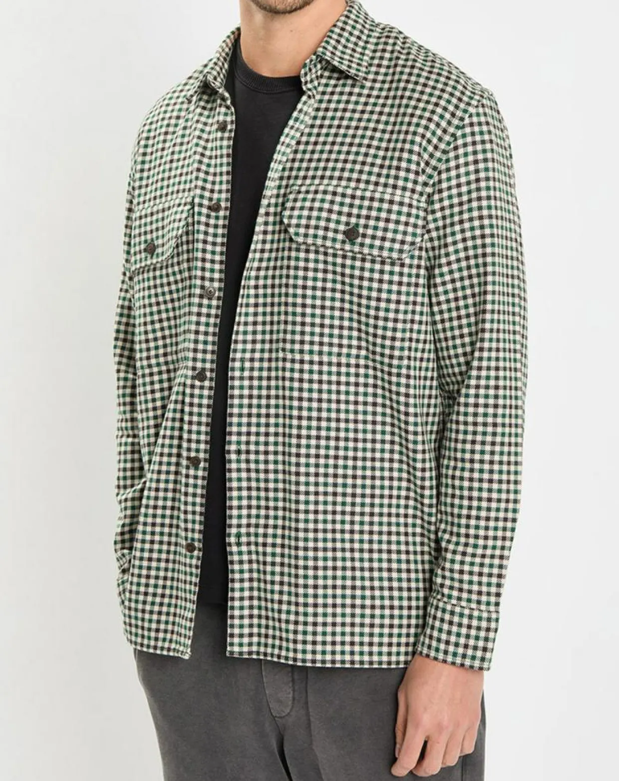 Homme Marc O'Polo Chemises^Surchemise 100% Coton Bio Relaxed Fit à carreaux vert/marron