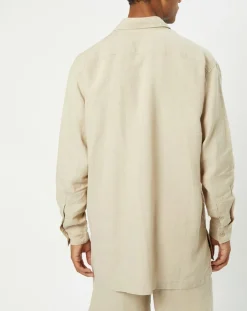 Surchemise 100% Lin manches longues Oversize West beige-Marc O'Polo Outlet