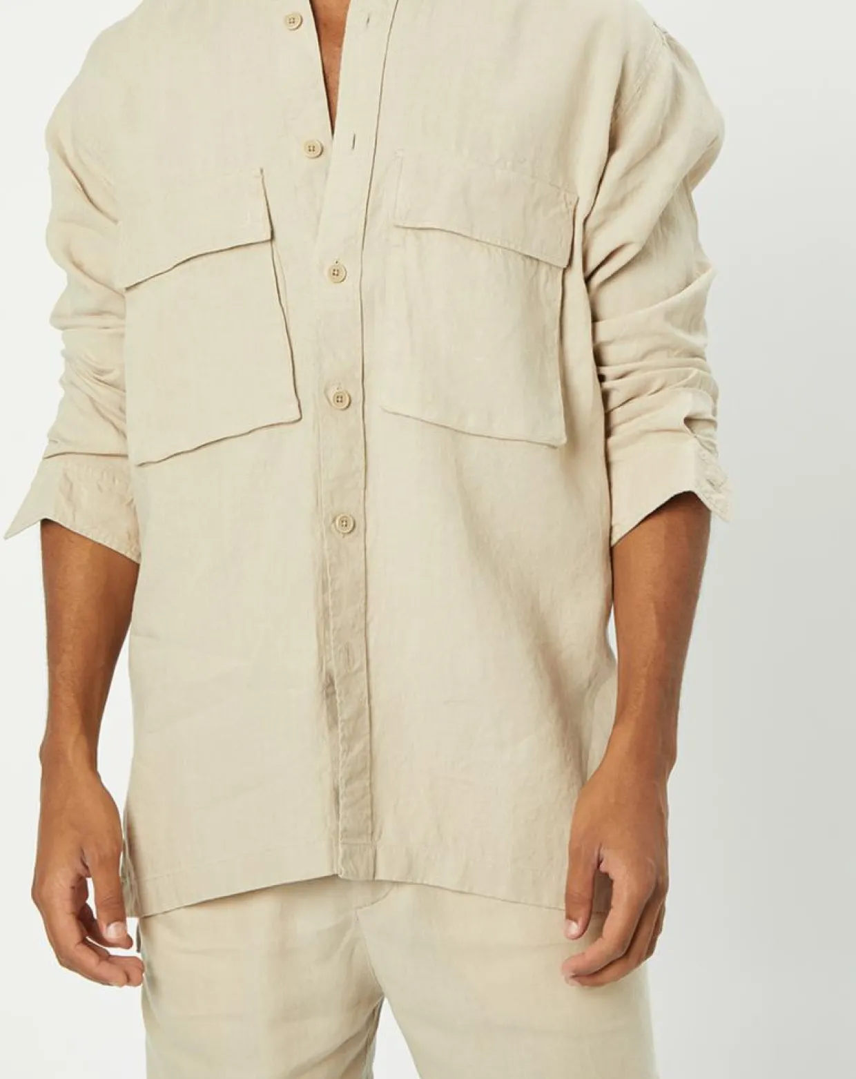 Surchemise 100% Lin manches longues Oversize West beige-Marc O'Polo Outlet