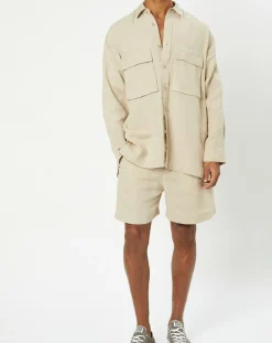 Surchemise 100% Lin manches longues Oversize West beige-Marc O'Polo Outlet