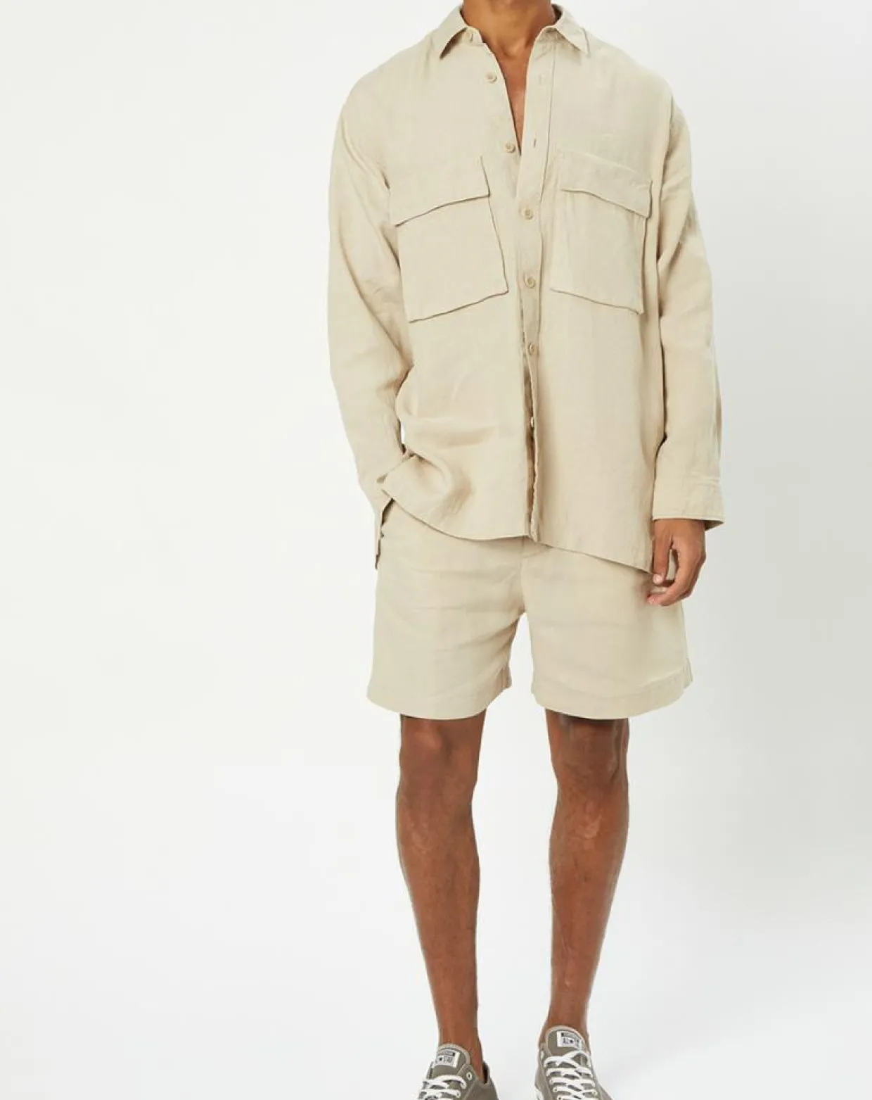 Surchemise 100% Lin manches longues Oversize West beige-Marc O'Polo Outlet