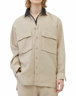 Surchemise 100% Lin manches longues Oversize West beige-Marc O'Polo Outlet