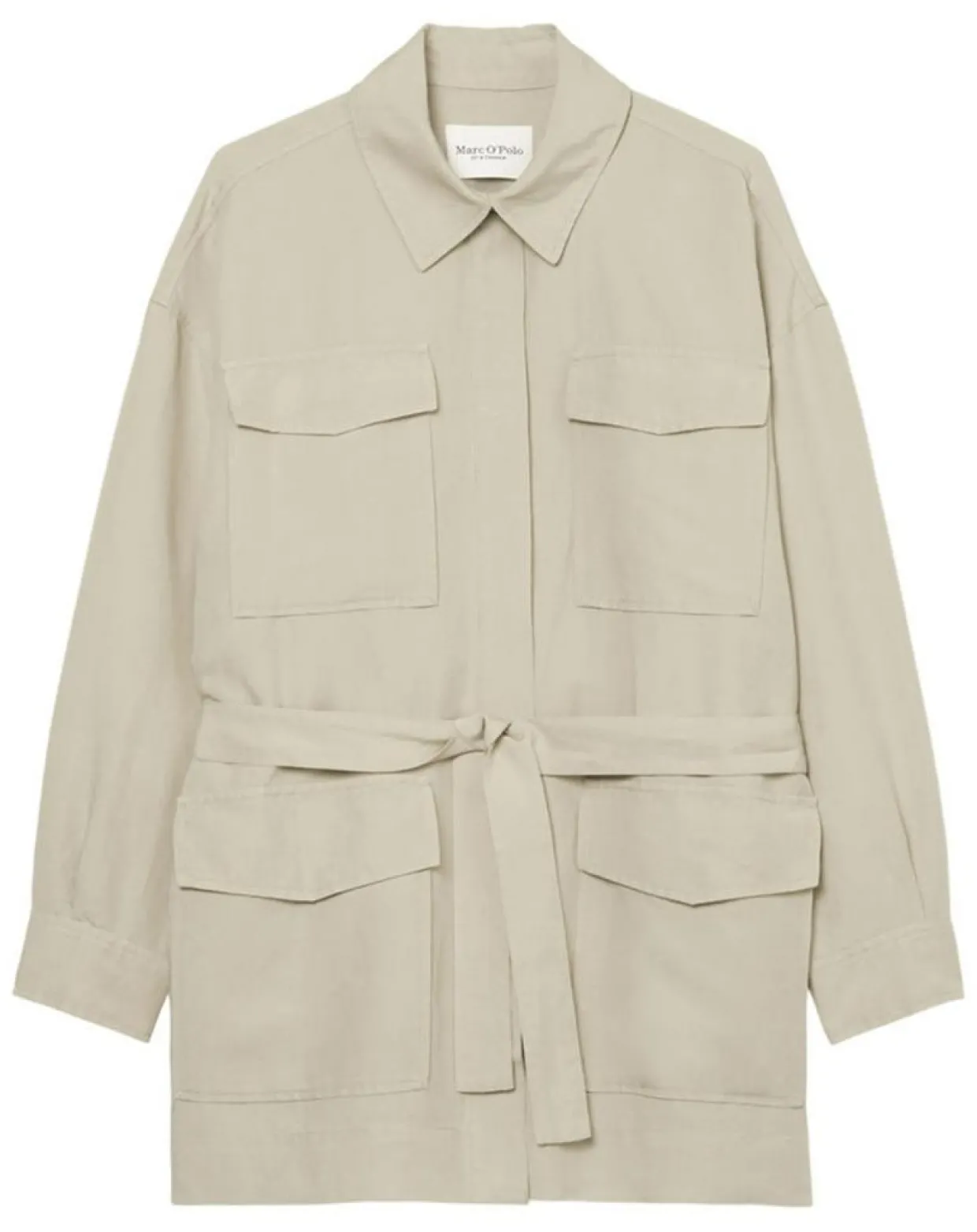 Surchemise Ceinturée en Lin mélangé beige clair-Marc O'Polo