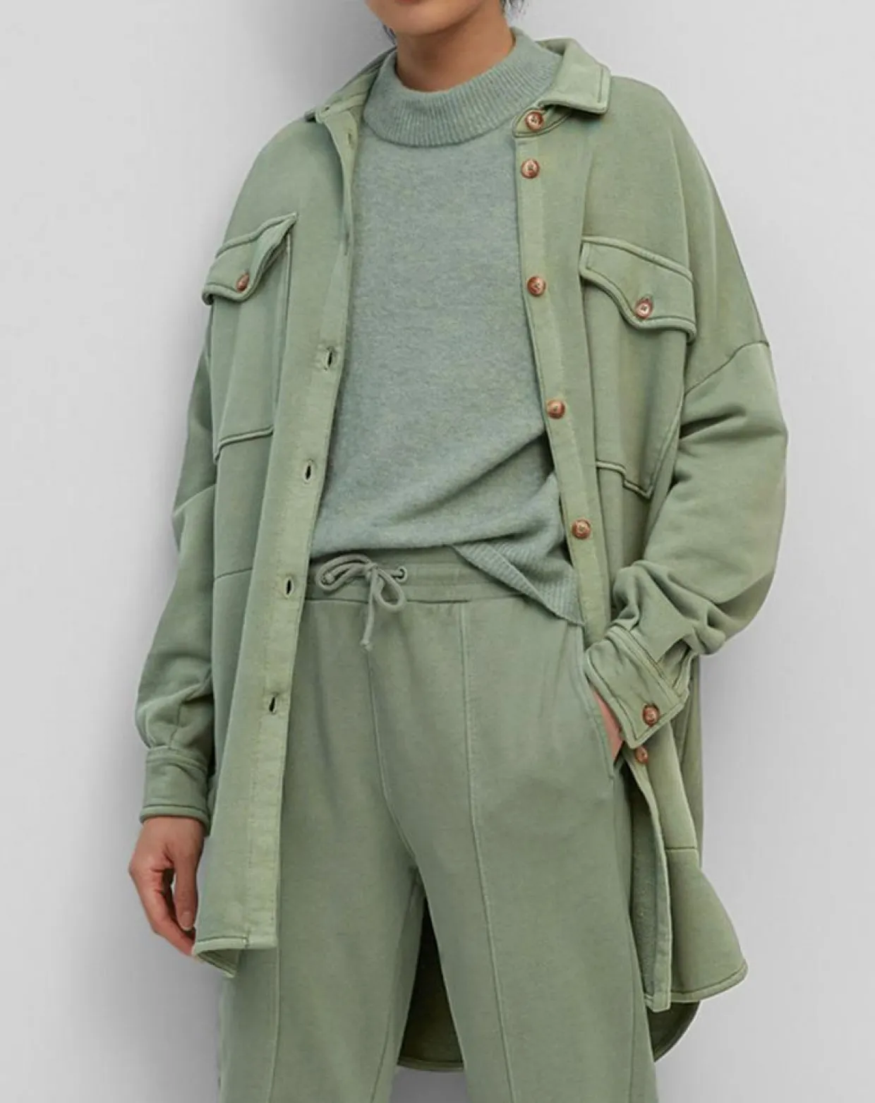 Surchemise en Jersey Coton Bio Oversized vert clair-Marc O'Polo Sale