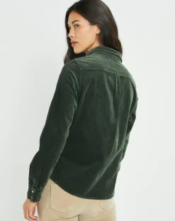 Surchemise en Velours côtelé Cloé verte-Lauren Vidal Clearance