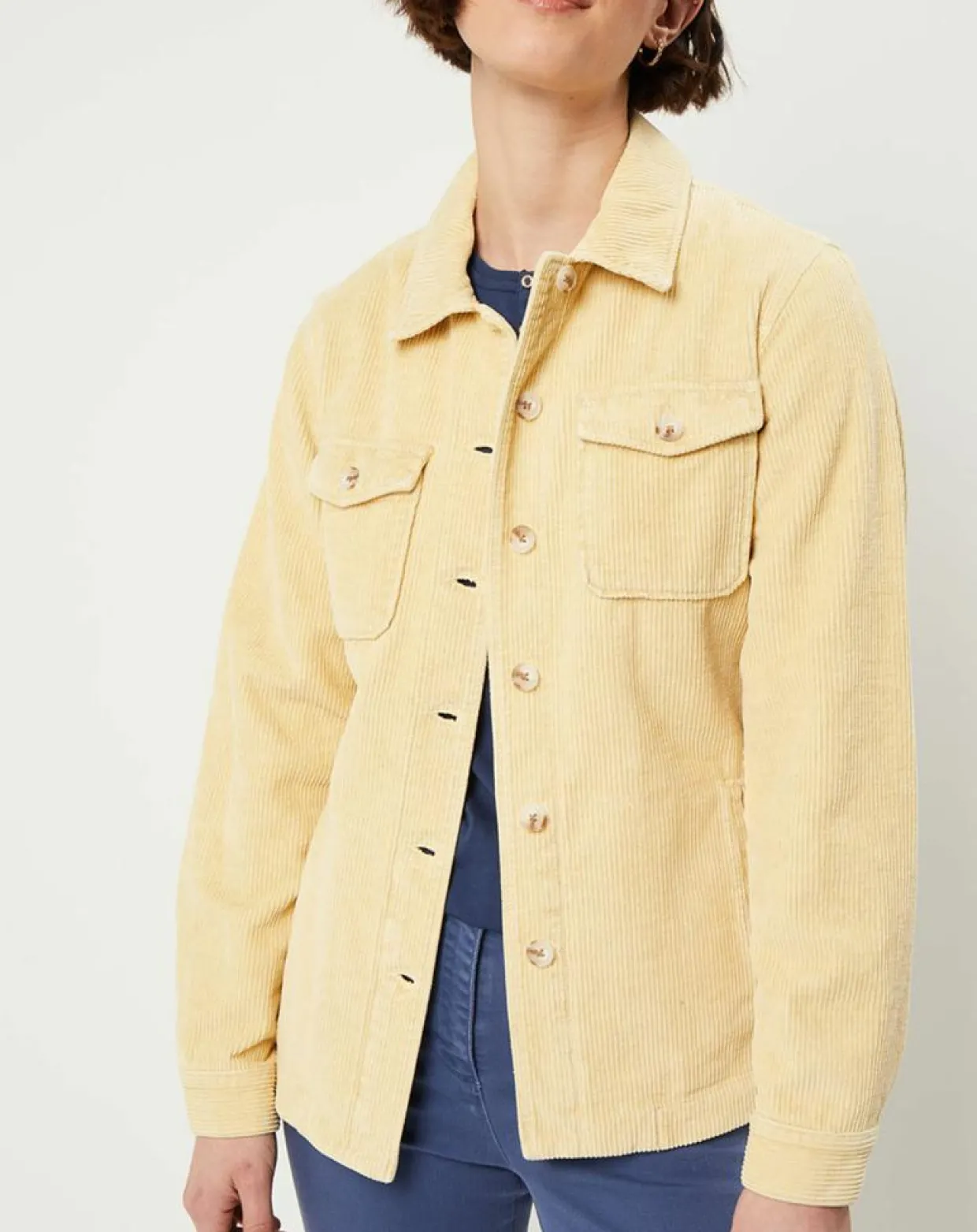Femme Caroll Vestes, Blousons^Surchemise en Velours côtelé Kala citron