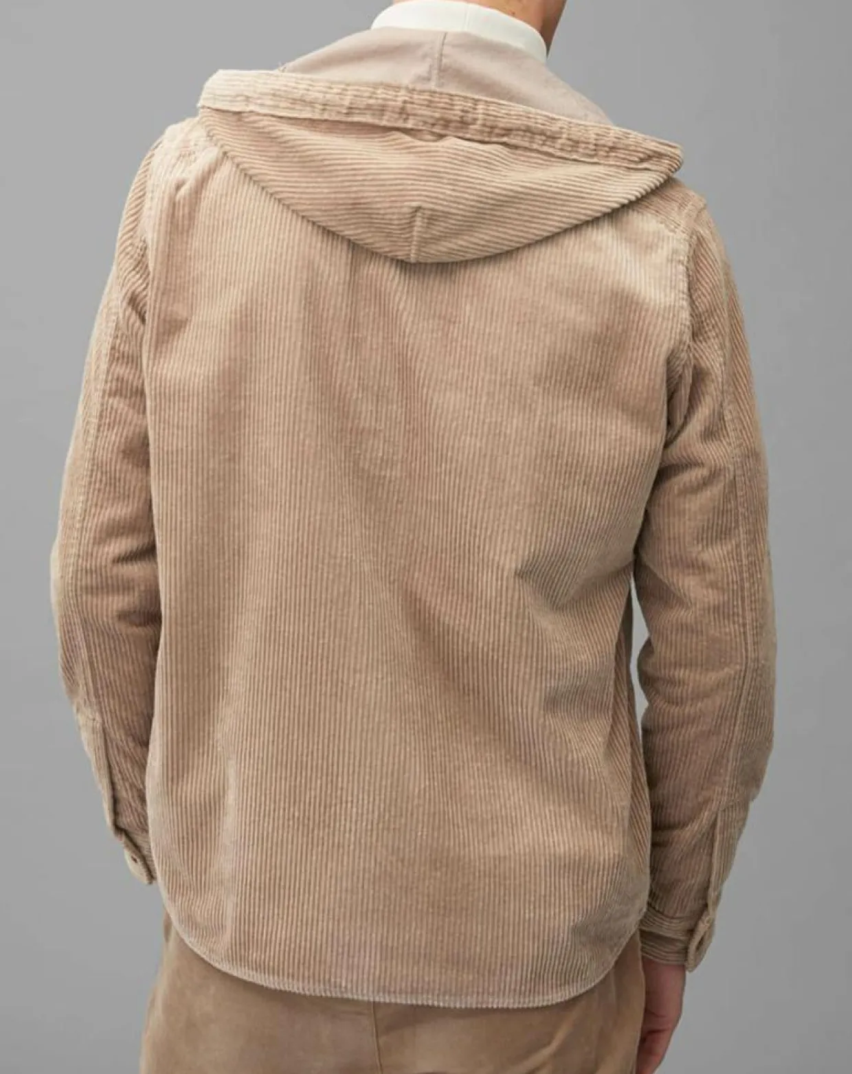 Homme Marc O'Polo Chemises^Surchemise en Velours côtelé à Capuche Double Poche beige