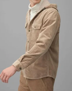 Homme Marc O'Polo Chemises^Surchemise en Velours côtelé à Capuche Double Poche beige