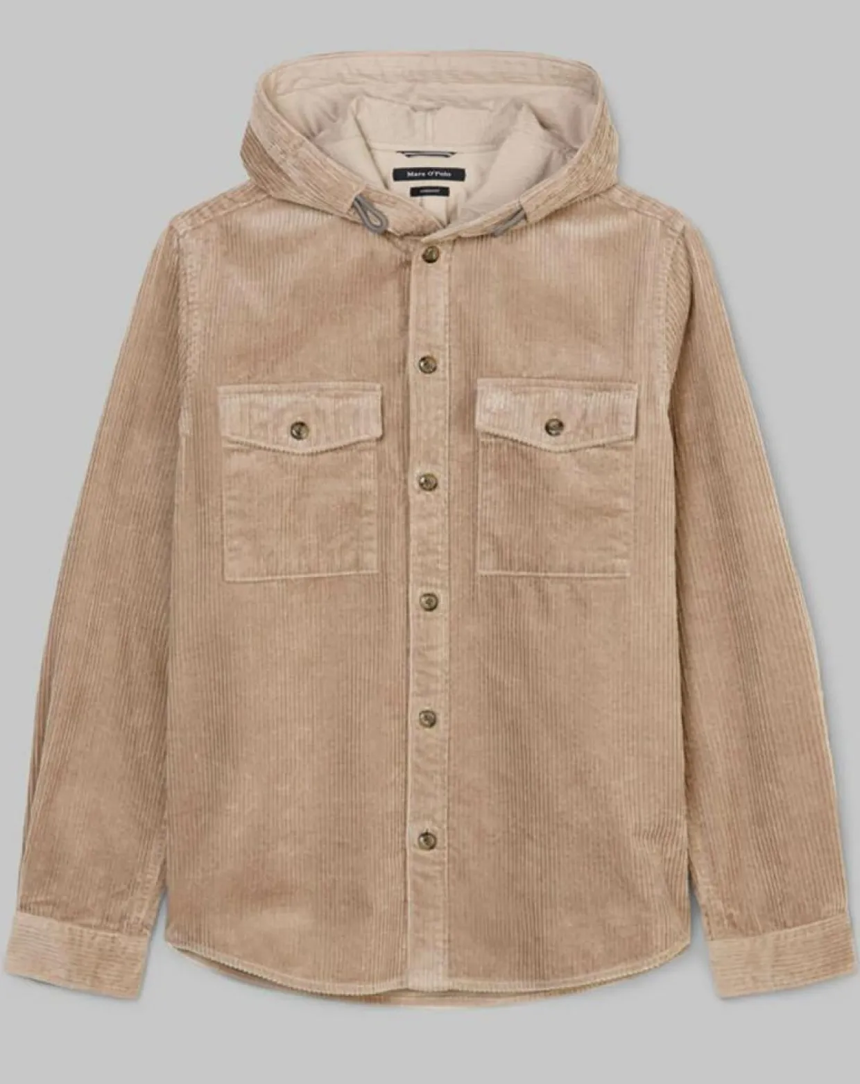 Homme Marc O'Polo Chemises^Surchemise en Velours côtelé à Capuche Double Poche beige