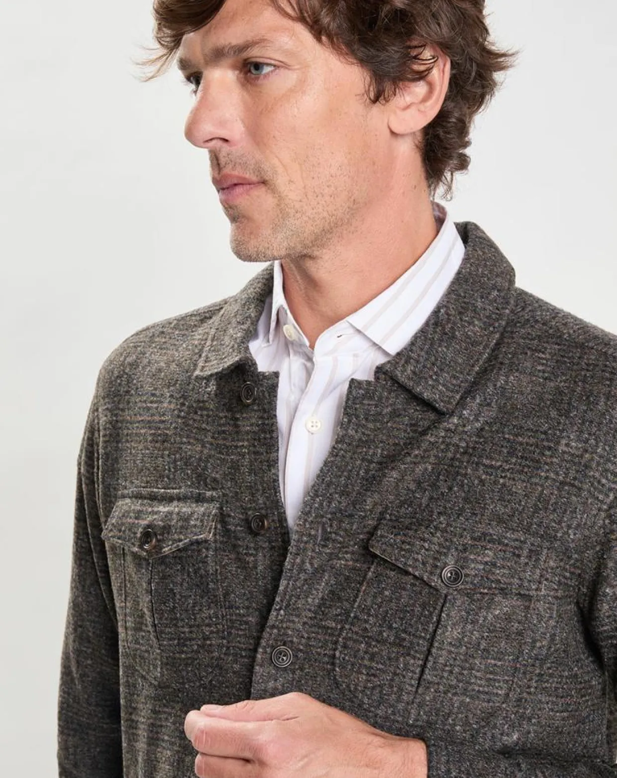 Surchemise Regular Fit en Flanelle imprimée Prince de Galles marron-Hackett London Sale