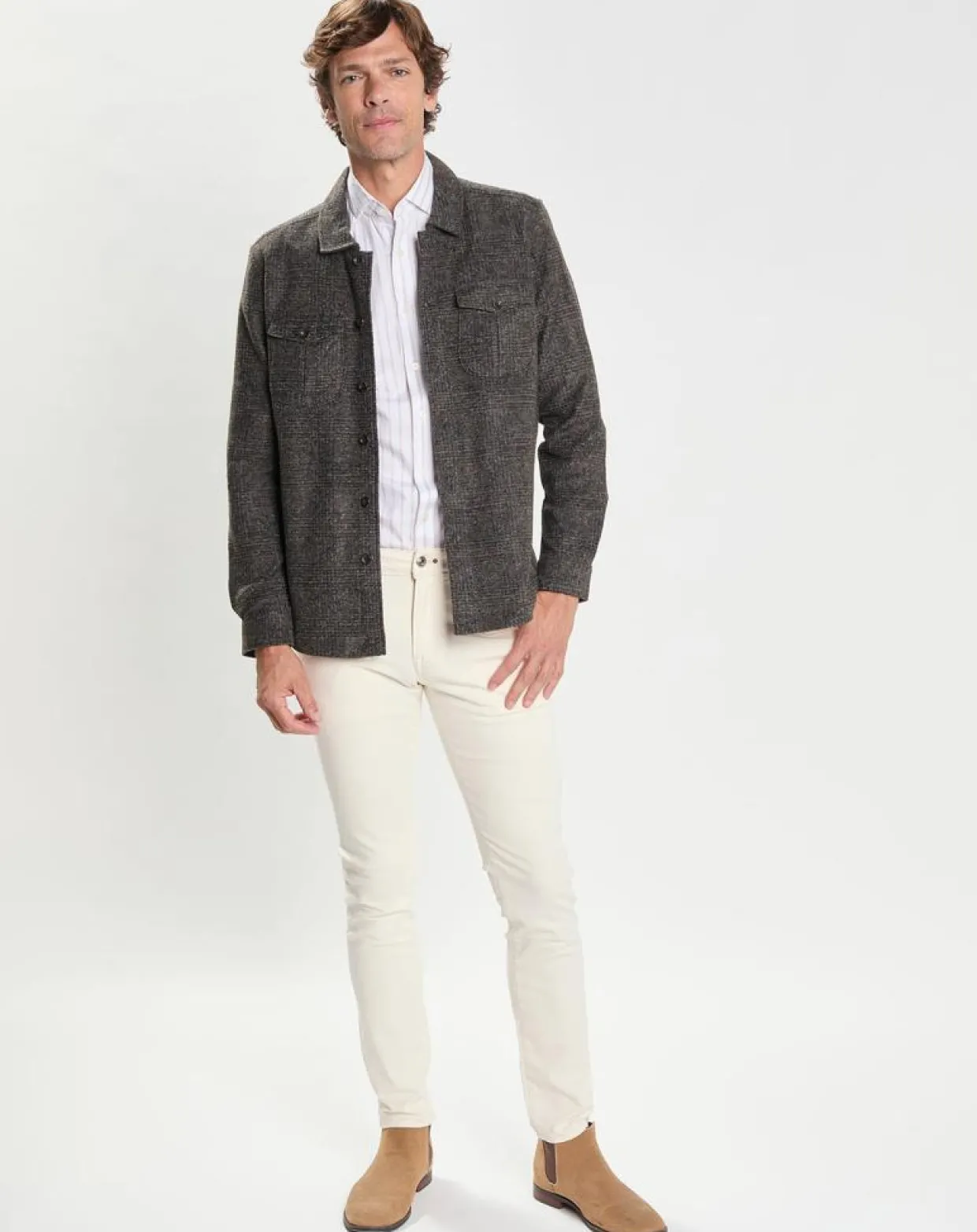 Surchemise Regular Fit en Flanelle imprimée Prince de Galles marron-Hackett London Sale