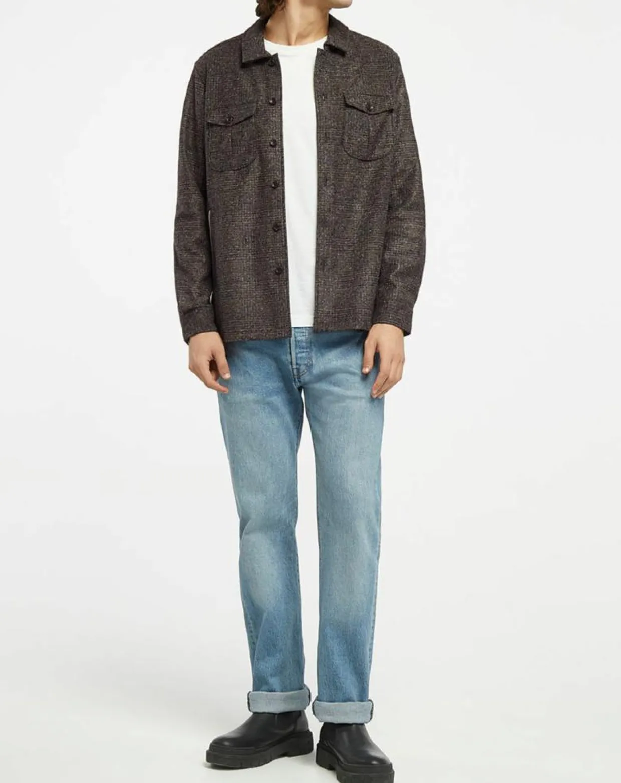Surchemise Regular Fit en Flanelle imprimée Prince de Galles marron-Hackett London Sale