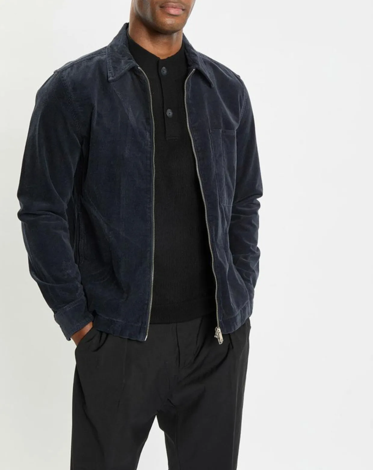 Homme Marc O'Polo Chemises^Surchemise zippée en Velours milleraies bleu marine