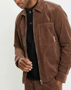Homme Marc O'Polo Chemises^Surchemise zippée en Velours milleraies marron