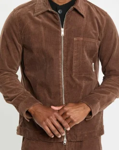 Homme Marc O'Polo Chemises^Surchemise zippée en Velours milleraies marron