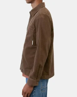 Homme Marc O'Polo Chemises^Surchemise zippée en Velours milleraies marron