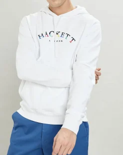 Homme Hackett London Sweats^Sweat à capuche brodé blanc