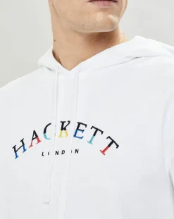 Homme Hackett London Sweats^Sweat à capuche brodé blanc