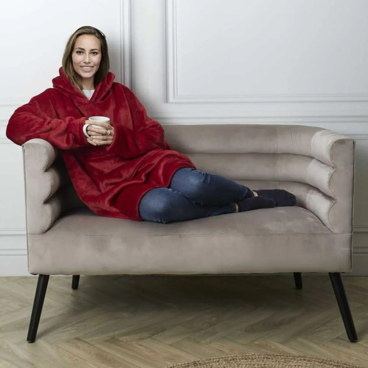 Sweat à Capuche Interieur Sherpa rouge - 118x85x2 cm-Home Deco Factory New