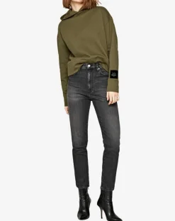 Femme Pepe Jeans Pulls^Sweat à capuche Patch kaki