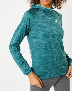 Sweat à capuche Run Easy Warm bleu/vert-Odlo Hot