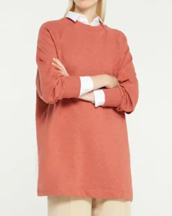 Sweat droit et long en Coton Lenny rose foncé-Galeries Lafayette