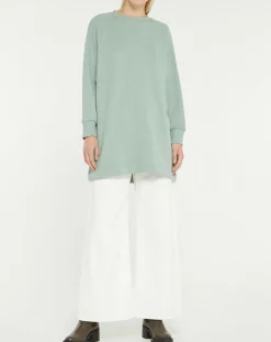 Sweat droit et long en Coton Lenny vert clair-Galeries Lafayette Hot