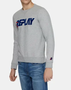 Homme Replay Pulls^Sweat Feutre gris clair