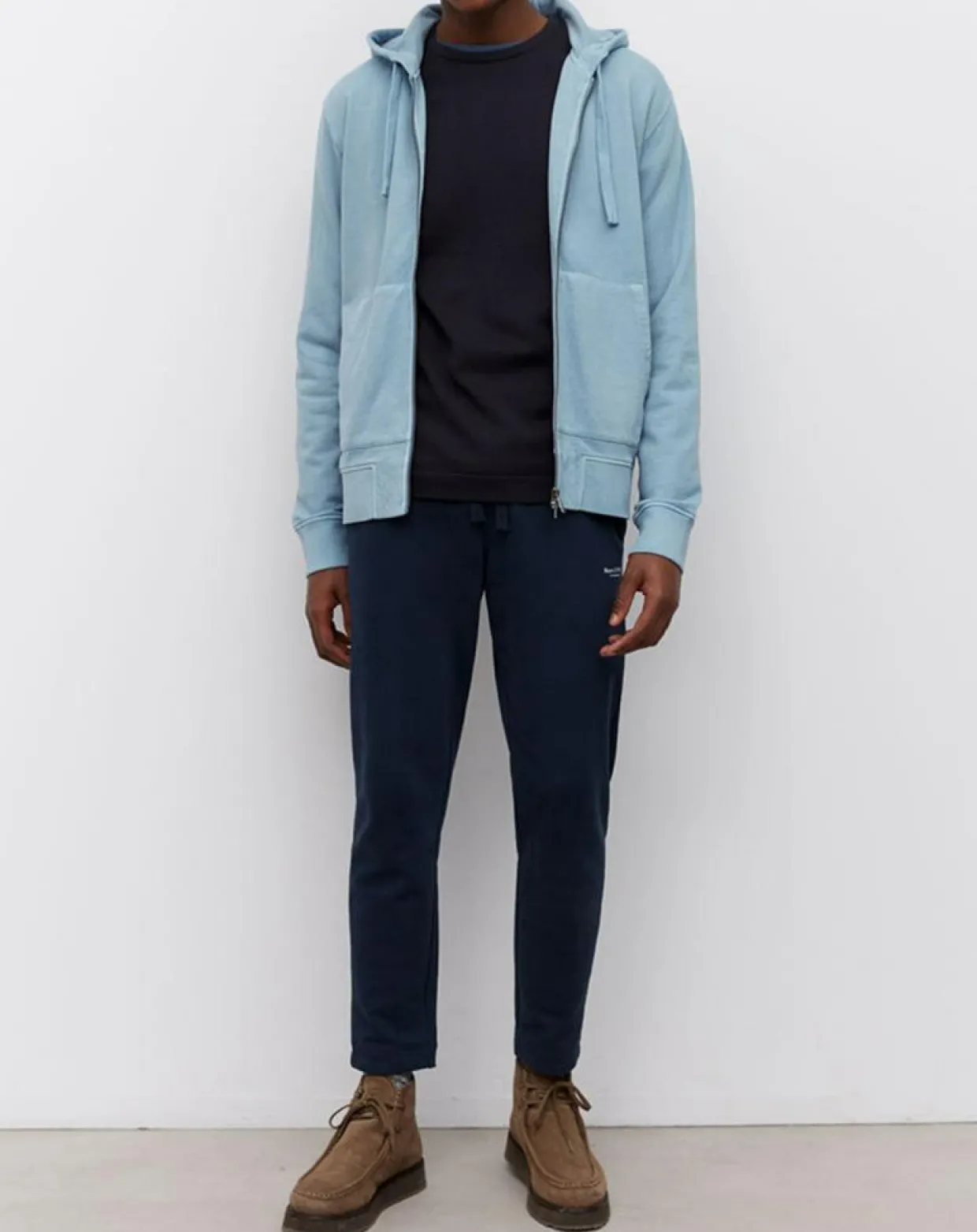 Homme Marc O'Polo Pulls^Sweat Full Zip à Capuche Coton Organic bleu clair