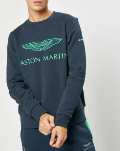 Homme Hackett London Sweats^Sweat Logo Fluo Aston martin Racing bleu marine/vert