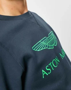 Homme Hackett London Sweats^Sweat Logo Fluo Aston martin Racing bleu marine/vert